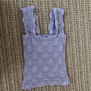 Free People Blue Textured Tank Top